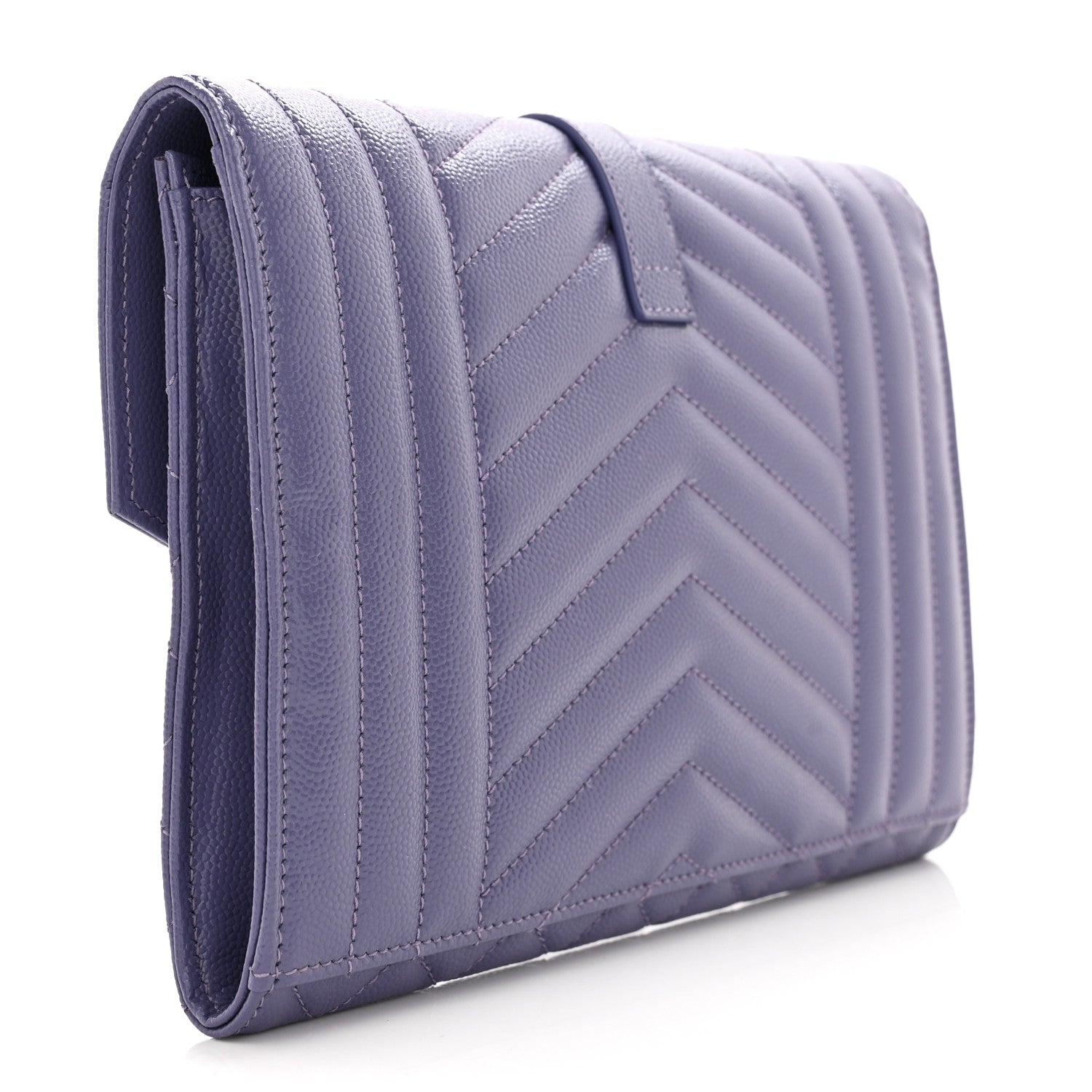 Saint Laurent Grain De Poudre Textured Mixed Matelasse Triquilt Monogram Clutch Dark Wisteria 3 of 7
