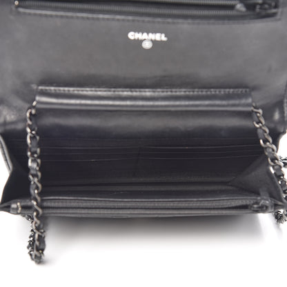 Chanel Lambskin Quilted Boy Wallet On Chain WOC Black 5 of 18