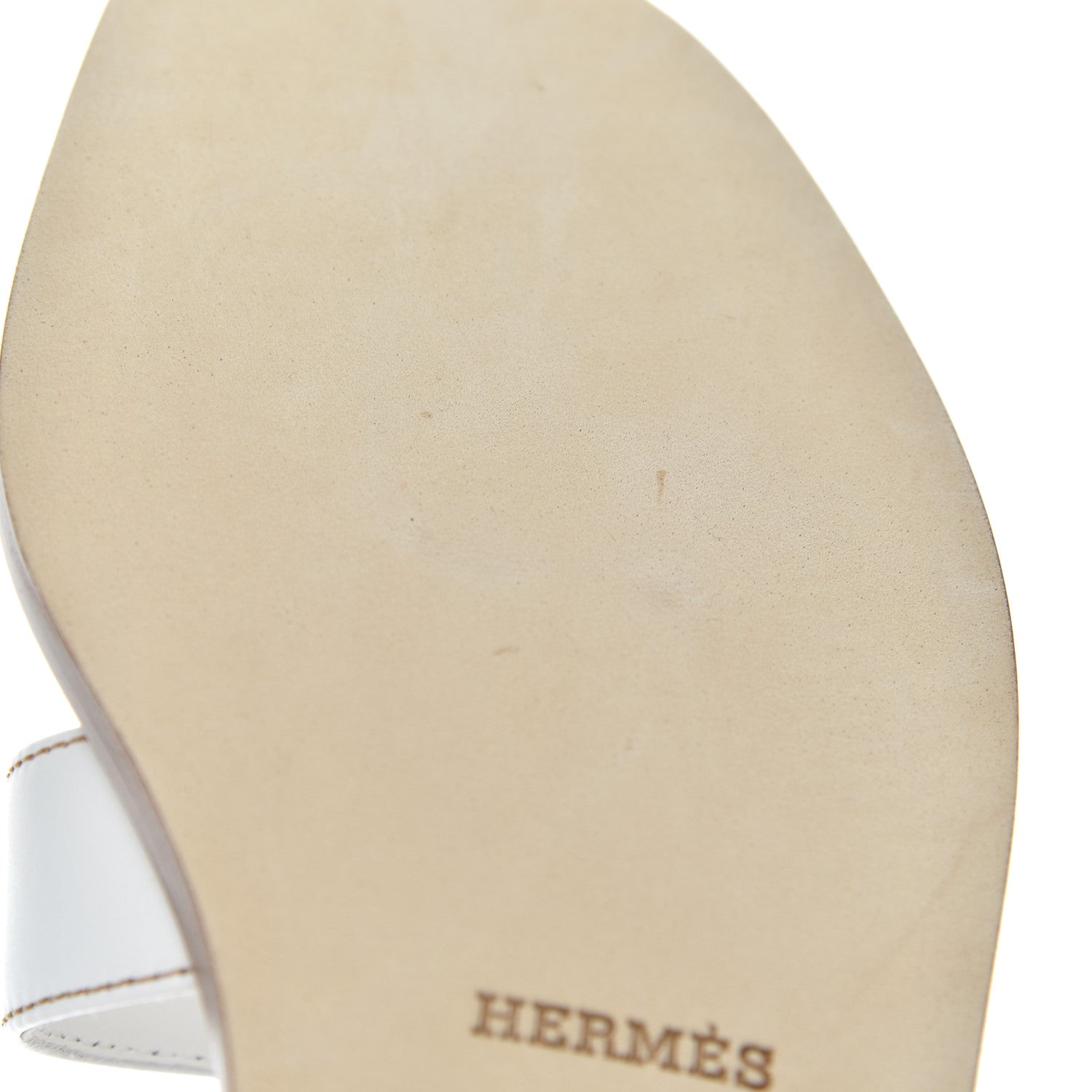 Hermes Box Calfskin Oran Sandals 38 White 9 of 10