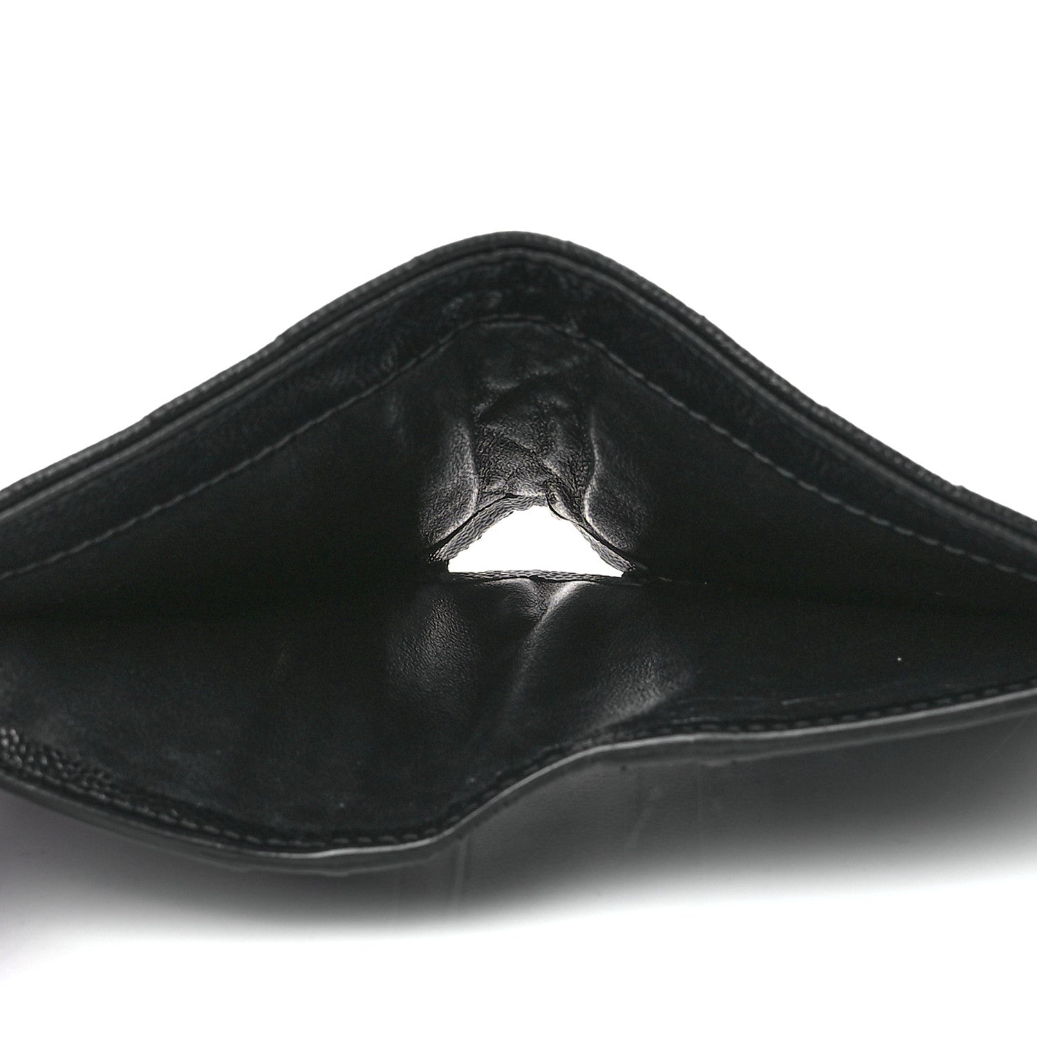 Saint Laurent Grain De Poudre Matelasse Chevron Monogram Zipped Card Case Black 4 of 10
