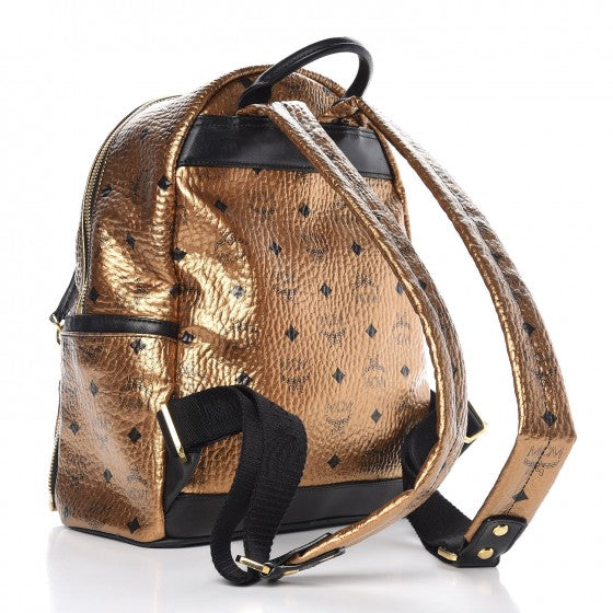 Metallic Visetos Studded Small Dual Stark Backpack Gold