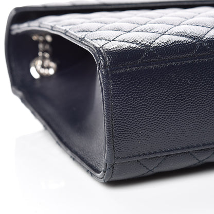 Saint Laurent Grain De Poudre Large Tri-Quilt Monogram Satchel Deep Marine 8 of 10