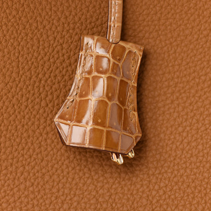 Hermes Togo Shiny Niloticus Crocodile Birkin Touch 30 Caramel Tabac Camel 31 of 34