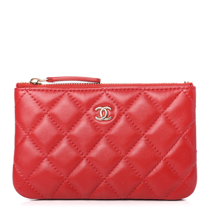 Chanel Lambskin Quilted Small Cosmetic Case Red 1 of 4