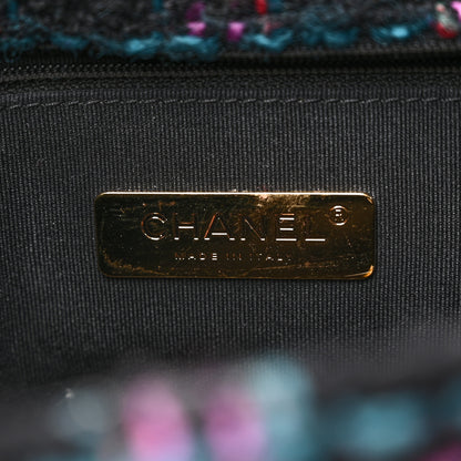 Chanel Tweed Quilted Large Chanel 19 Flap Black Blue Purple 6 of 10