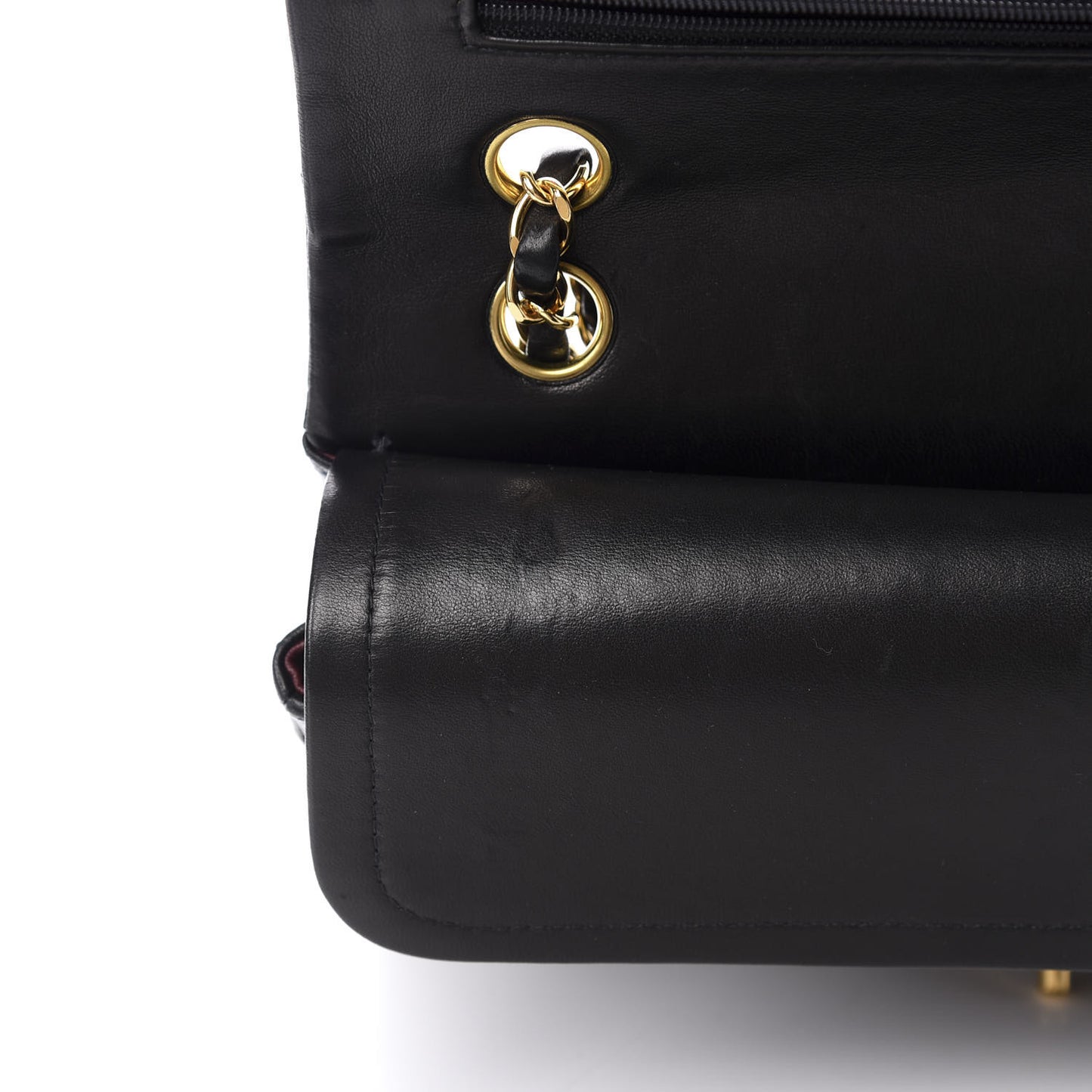 Lambskin Quilted Medium Double Flap Black