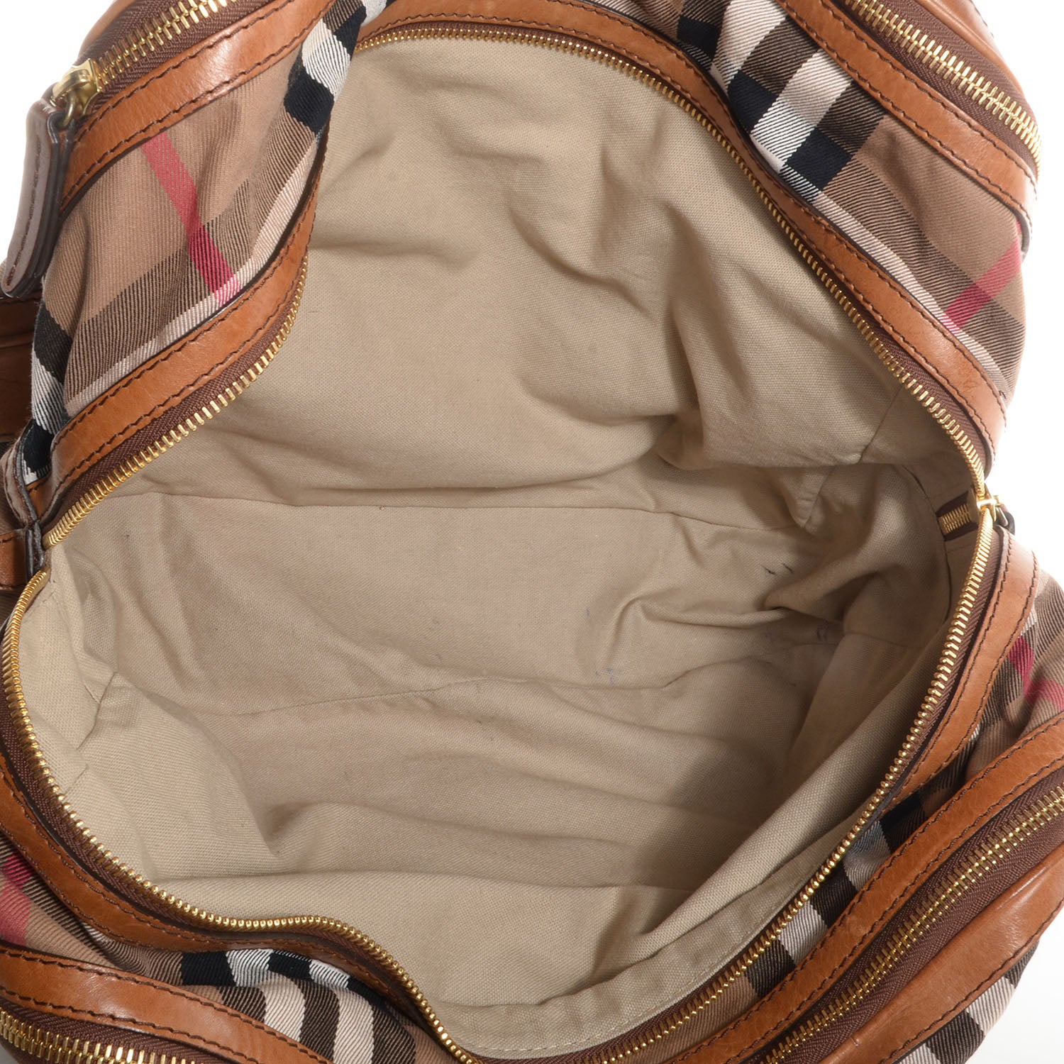 Burberry Vintage Leather House Check Tote Saddle Brown 5 of 12
