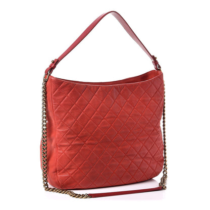 Chanel Iridescent Caviar Quilted Country Chic Hobo Red 4 of 12