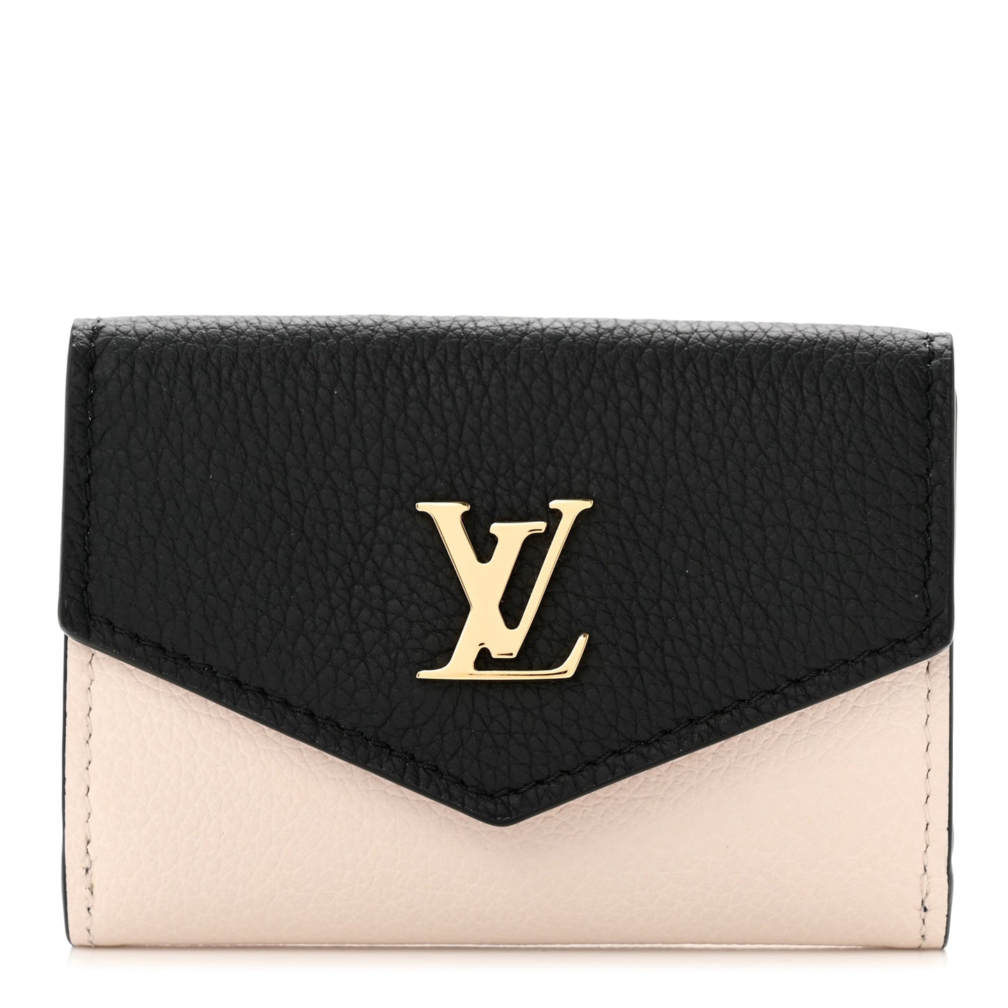 Calfskin Lockmini Wallet Black Cream Pink