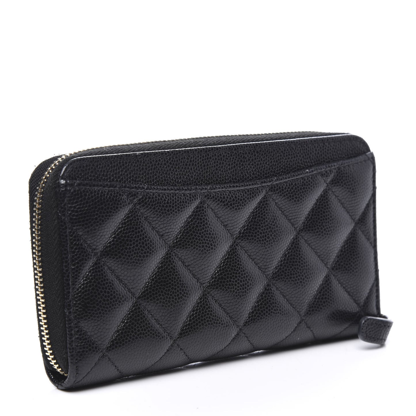 Caviar Quilted Medium Zip Around Wallet Black