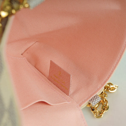 Louis Vuitton Damier Azur Pochette Felicie Chain Wallet Rose Ballerine 8 of 9