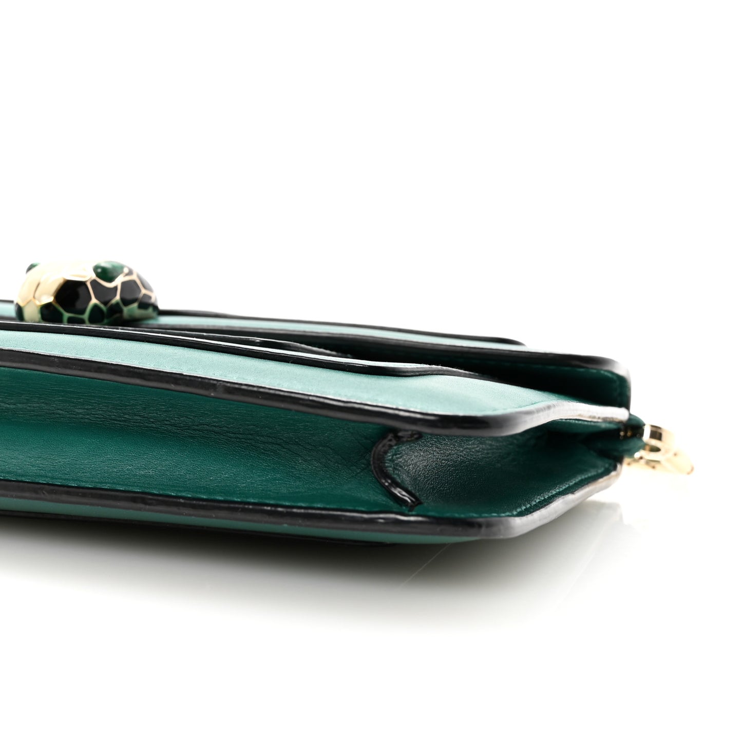 Calfskin Serpenti Forever Flap Clutch  Emerald Green