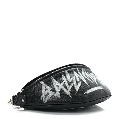 Balenciaga Agneau Arena Graffiti All Over XS Souvenir Belt Bag Black White 4 of 8