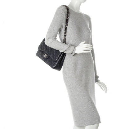Chanel Caviar Quilted Jumbo Double Flap Navy Blue 2 of 10