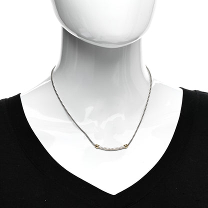 David Yurman Sterling Silver 18K Yellow Gold Diamond Petite Helena Wrap Station Necklace 2 of 4