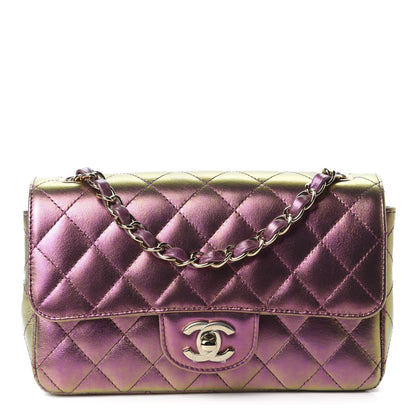 Chanel Iridescent Lambskin Quilted Mini Rectangular Flap Purple 1 of 10
