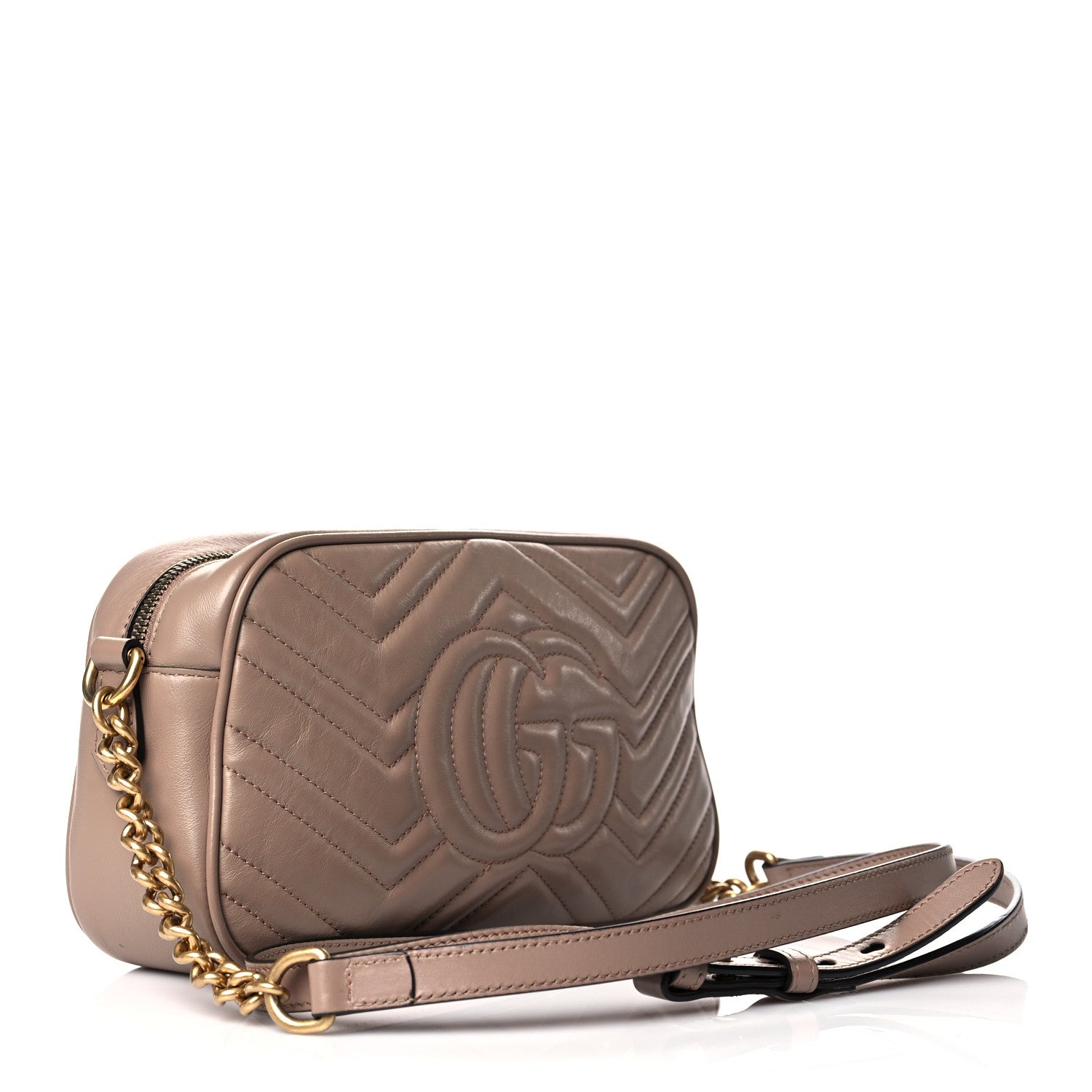 Gucci Calfskin Matelasse Small GG Marmont Chain Shoulder Bag Porcelain Rose 3 of 17