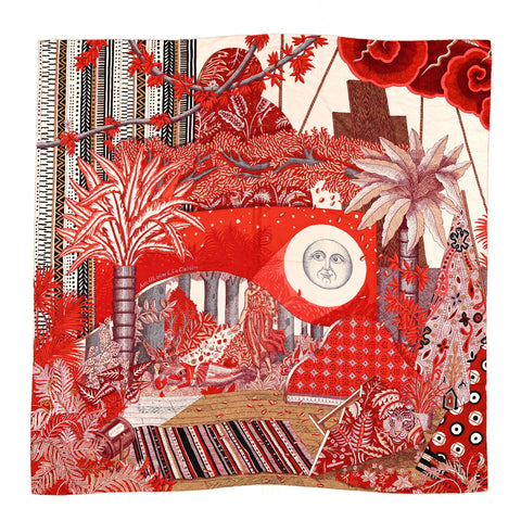 Cashmere Silk Acte III Scene I La Clairiere Shawl 140 Rouge Rose White