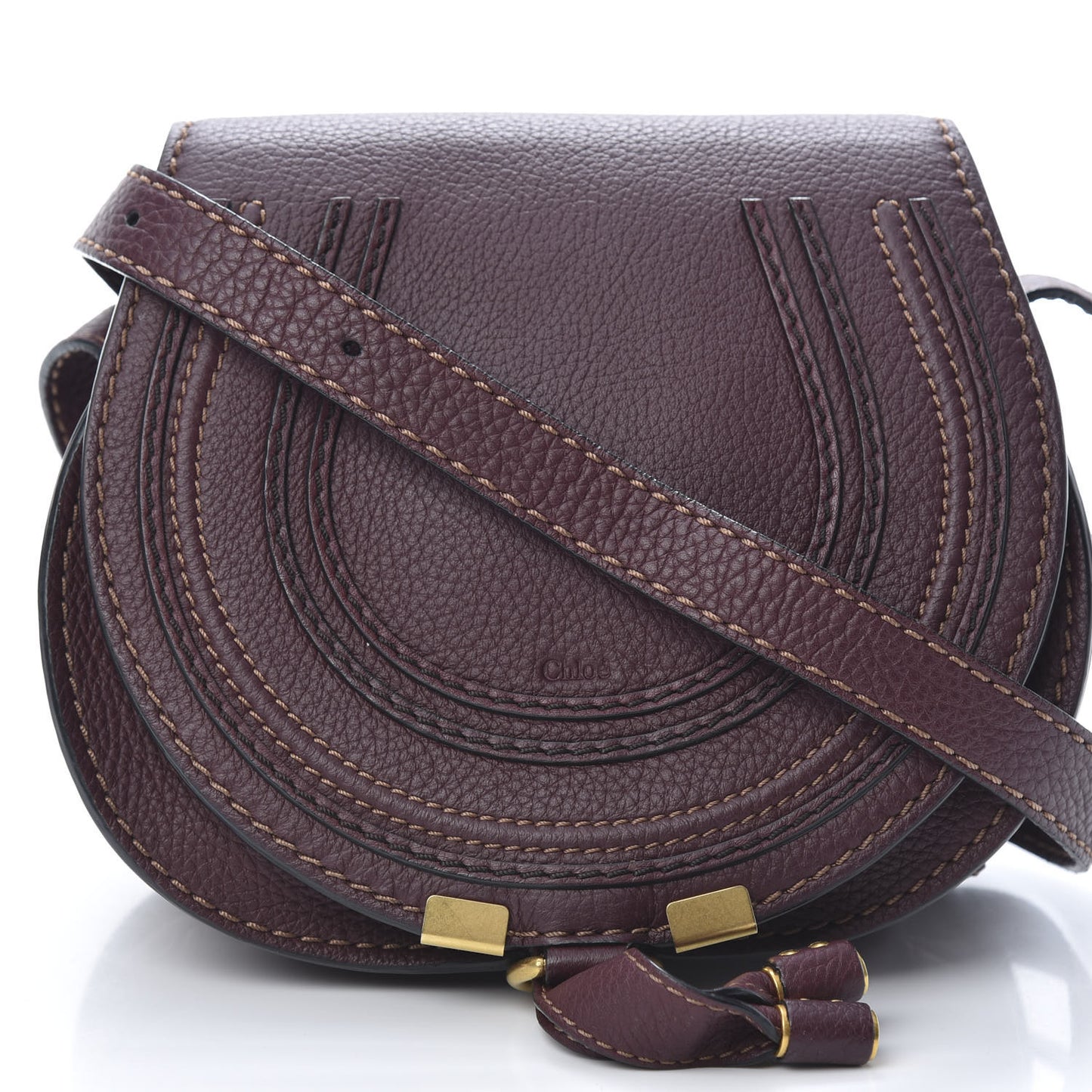 Calfskin Mini Marcie Round Crossbody Bag Dark Velvet