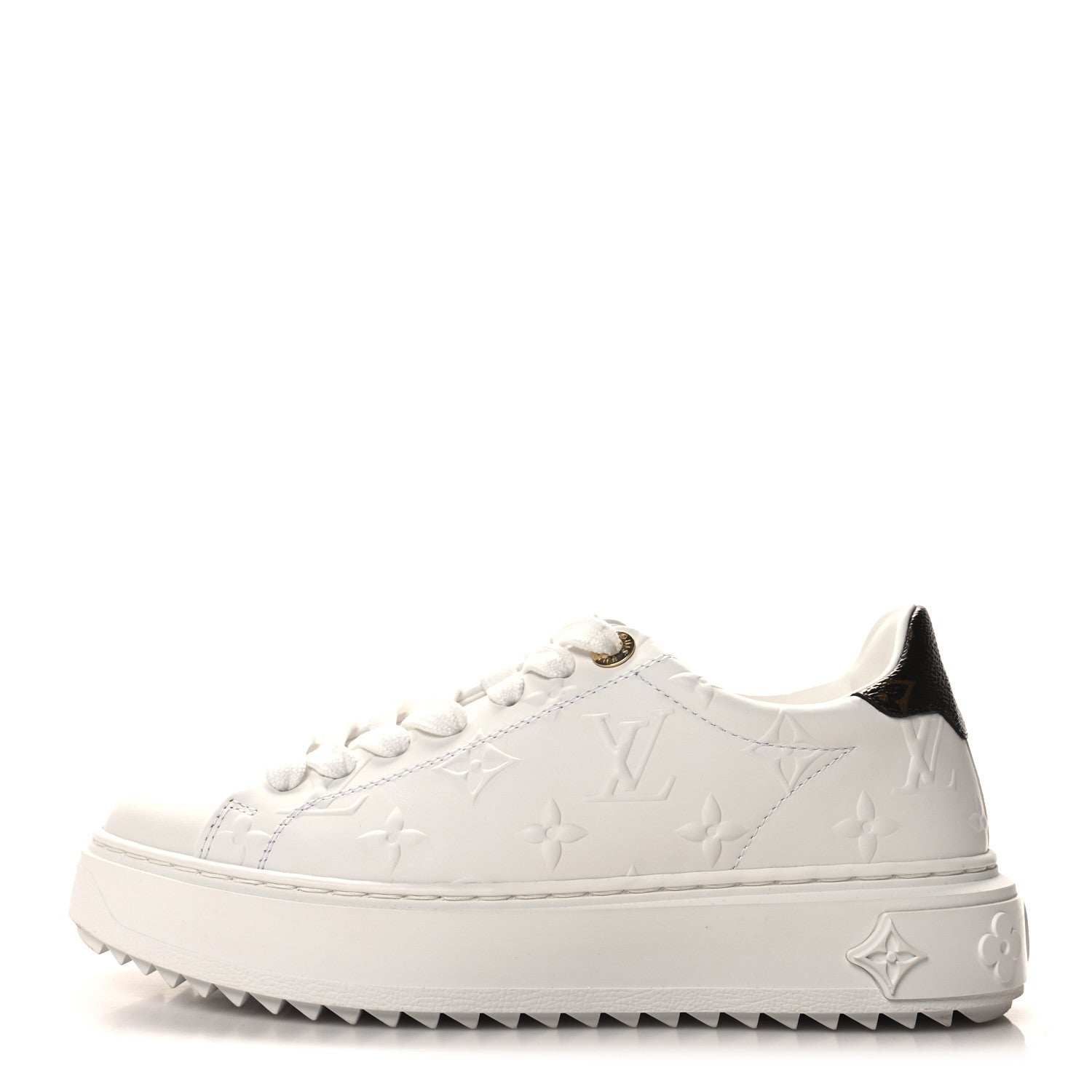 Louis Vuitton Lambskin Embossed Monogram Time Out Sneakers 36 White 1 of 8