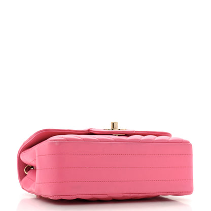 Chanel Lambskin Chevron Quilted Mini Rectangular Flap Fuchsia 4 of 12