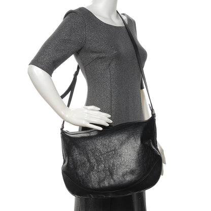 Gucci Calfskin Horsebit Embossed Large Half Moon Hobo Black 2 of 8