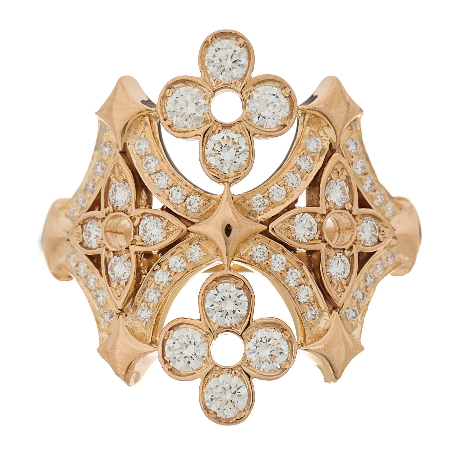 Louis Vuitton 18K Rose Gold Diamond Dentelle de Monogram Ring 50 5.5 1 of 5