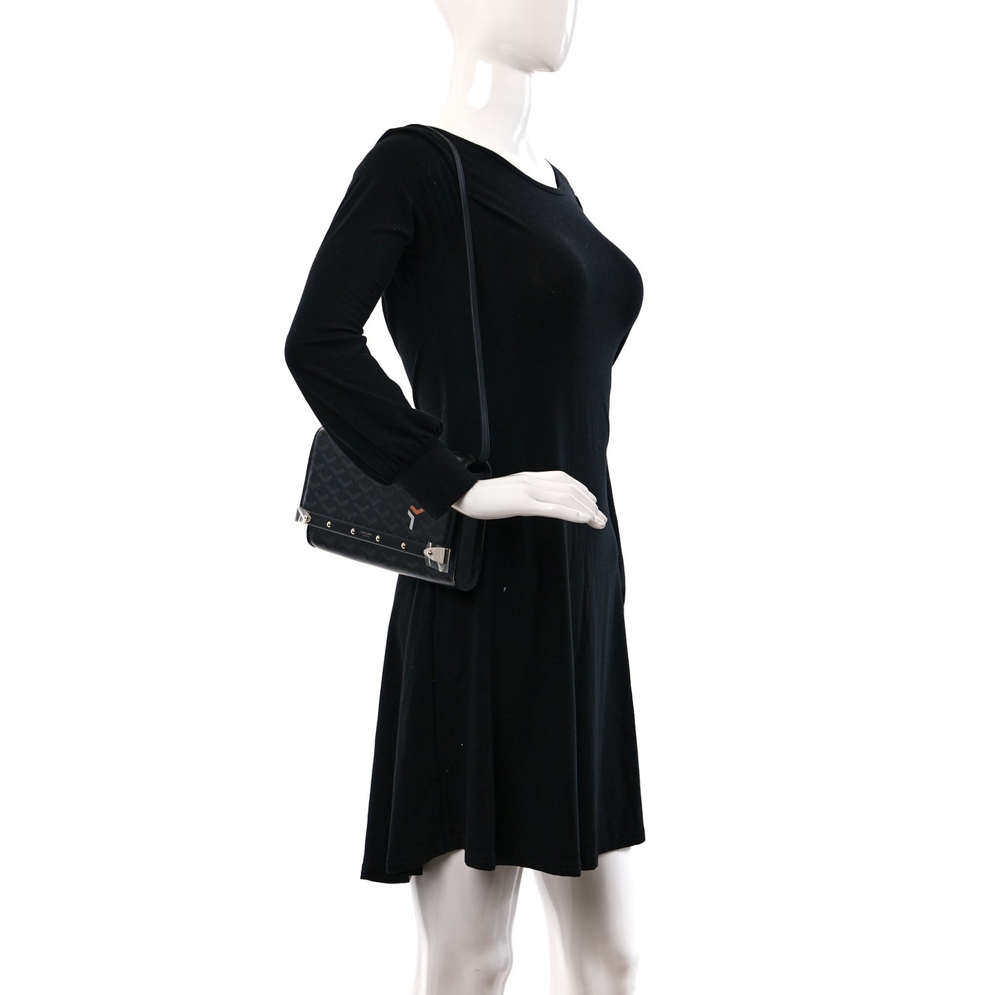 Goyardine Monte Carlo Bois Clutch With Strap Jet Black