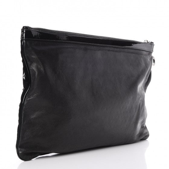 Lambskin Velvet Star Studded Clutch Wristlet Bag Black
