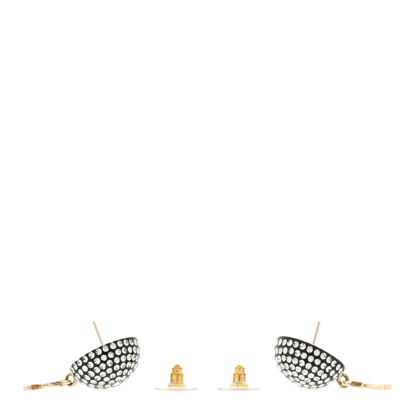 Resin Crystal CC Drop Earrings Gold Black