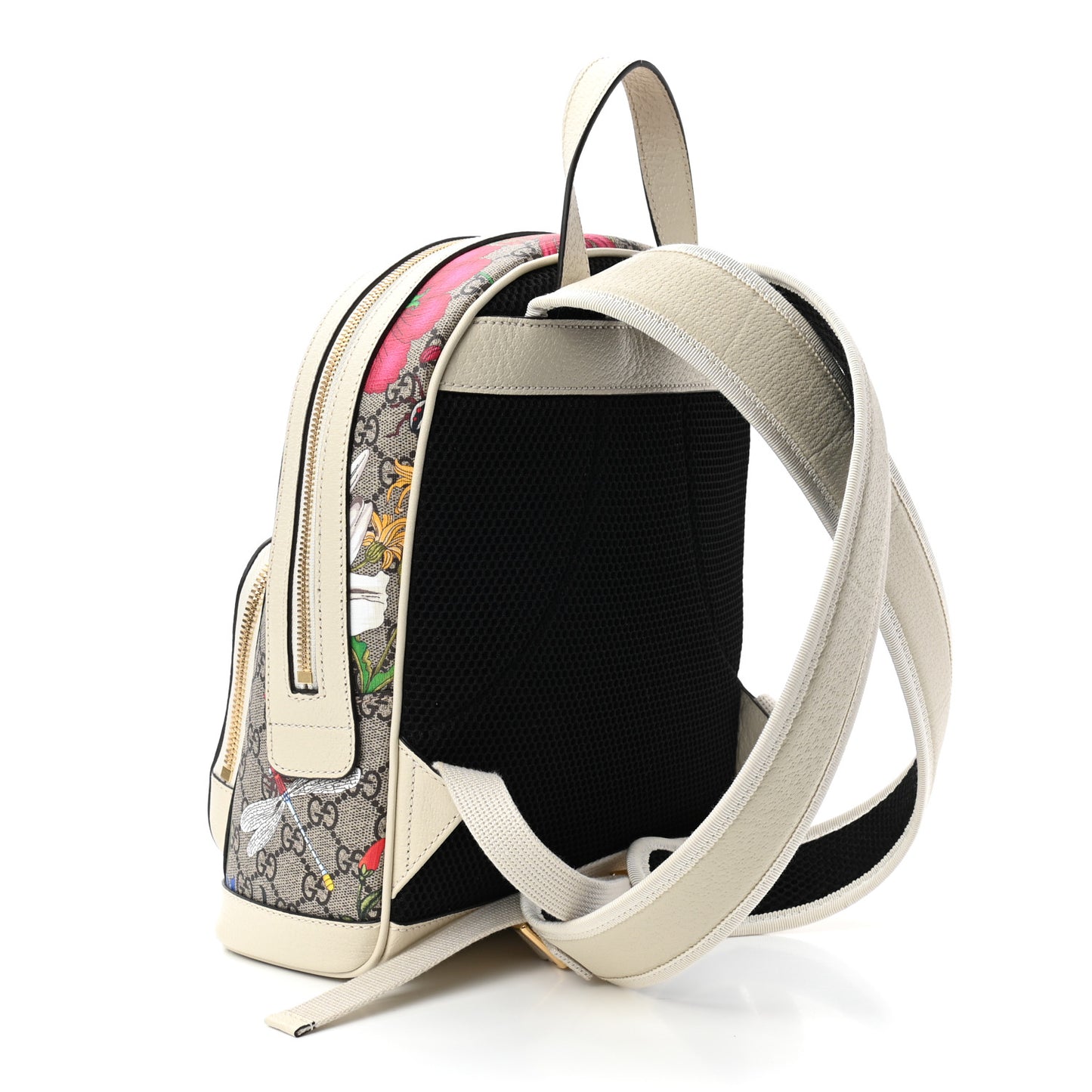 GG Supreme Monogram Flora Web Small Ophidia Day Backpack White