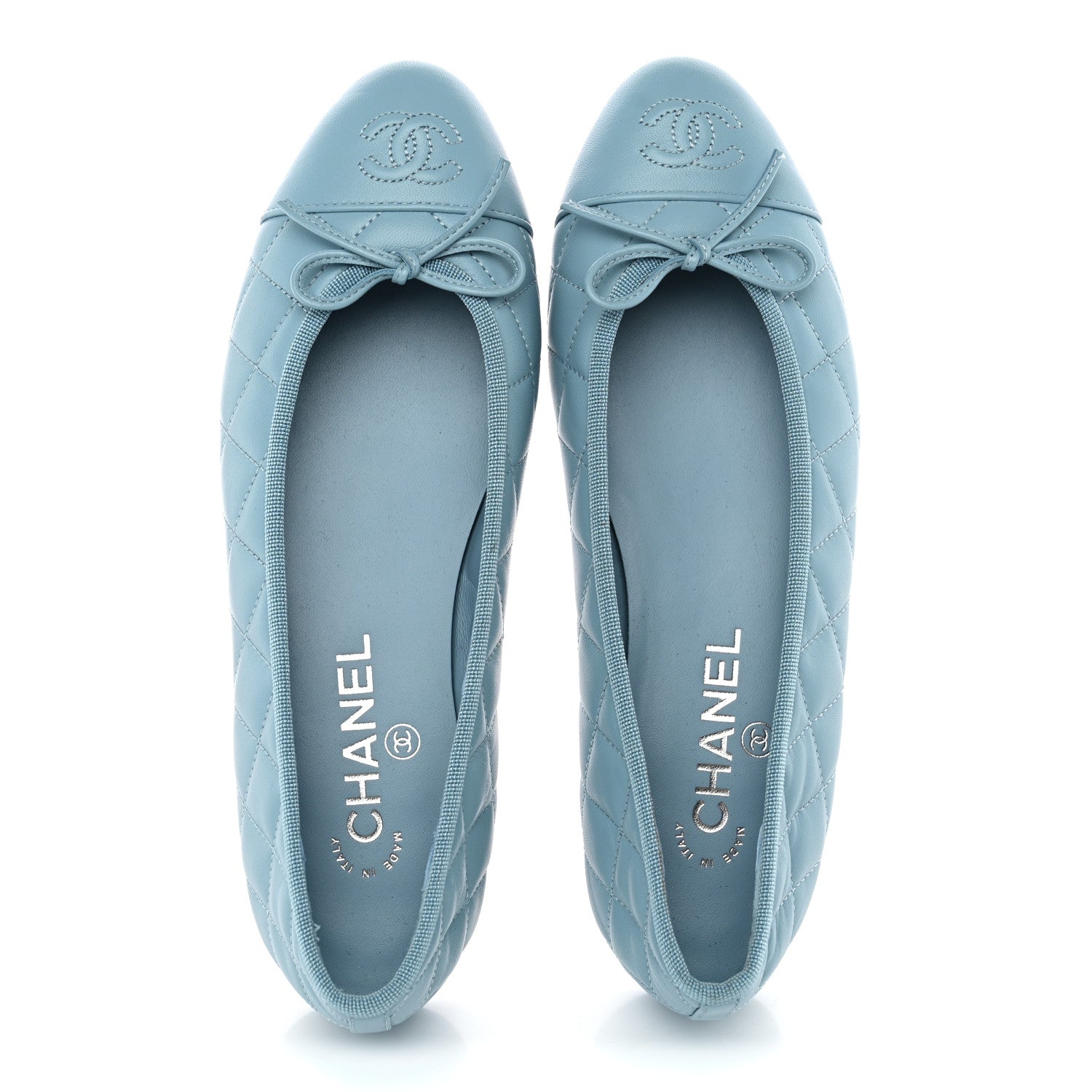 Chanel Lambskin Quilted CC Cap Toe Ballerina Flats 38.5 Blue 5 of 12