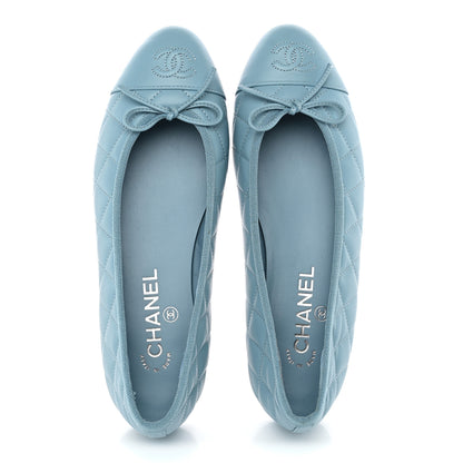 Chanel Lambskin Quilted CC Cap Toe Ballerina Flats 38.5 Blue 5 of 12
