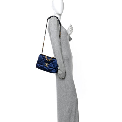 Chanel Satin Quilted Medium Chanel 19 Flap Blue 2 of 11
