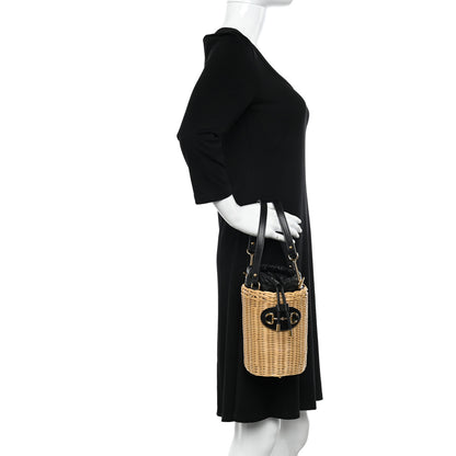 Gucci Wicker Horsebit 1955 Bucket Bag Natural Black 2 of 10