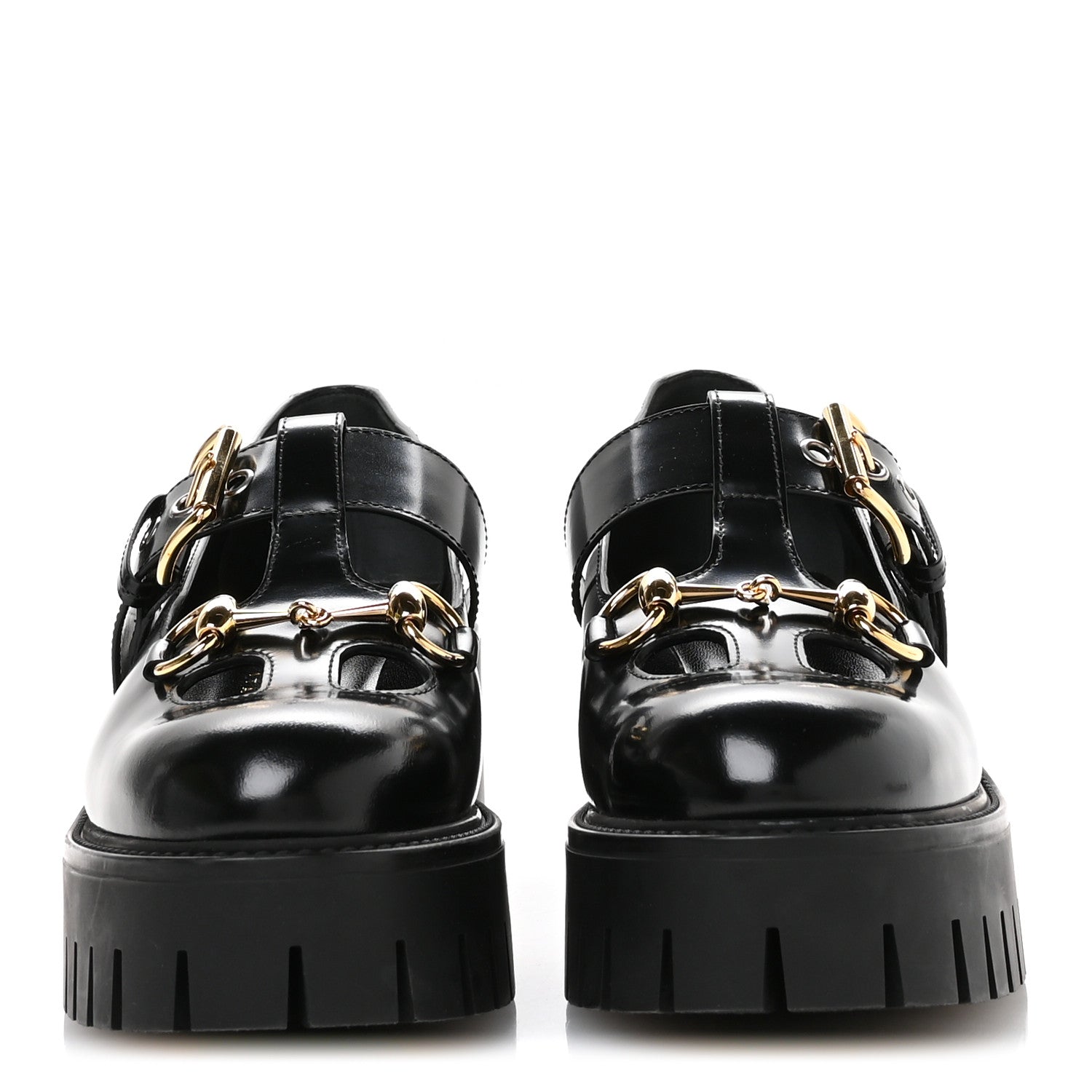 Gucci Cordovan Lux Womens Horsebit Platform Mary Jane Loafers 38.5 Black 3 of 9