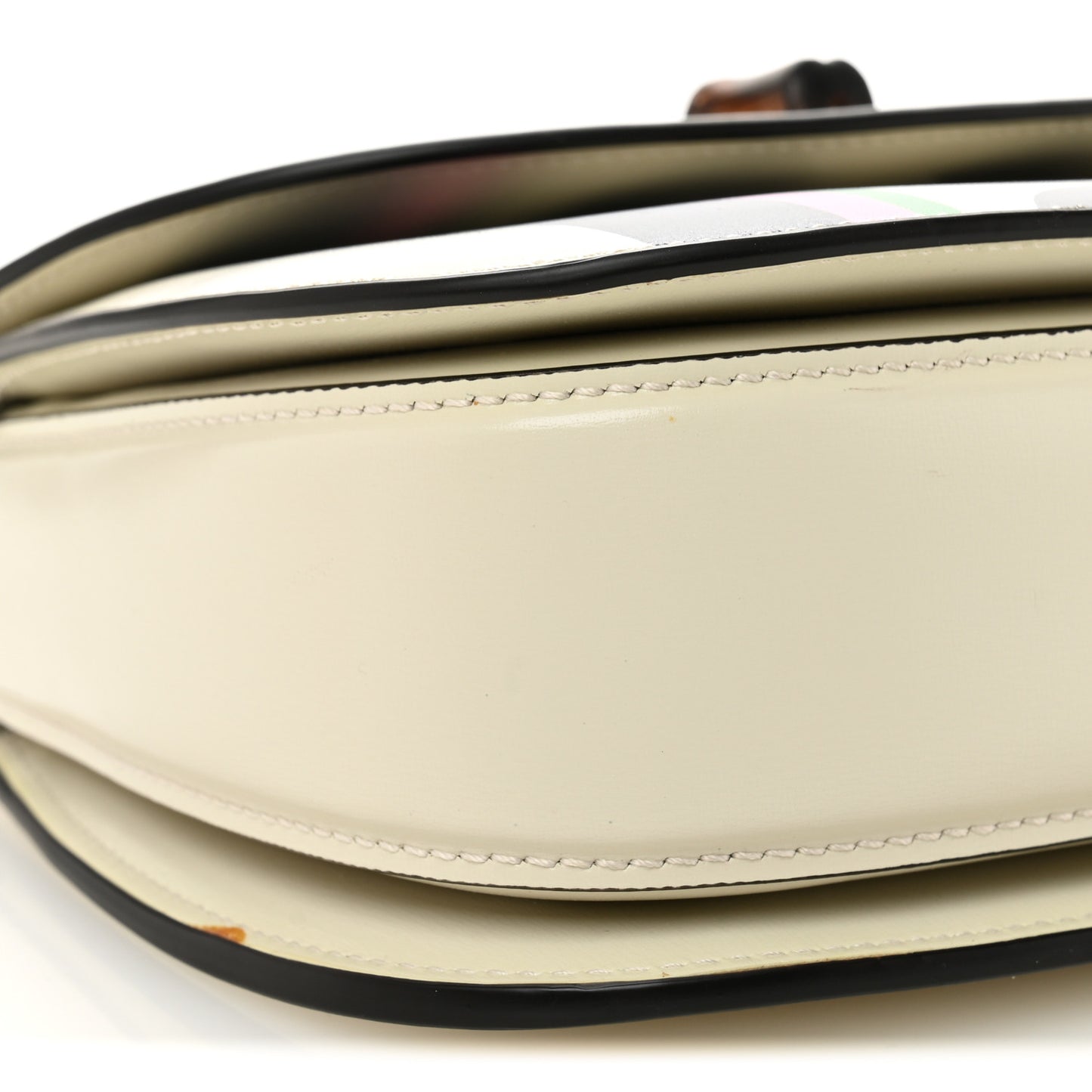 Calfskin Web Geometric Print Small Bamboo 1947 Top Handle Bag White Multicolor