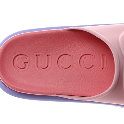 Gucci Soft Rubber Womens Interlocking G Platform 42mm Slide Sandals 35 Sugar Pink 6 of 9
