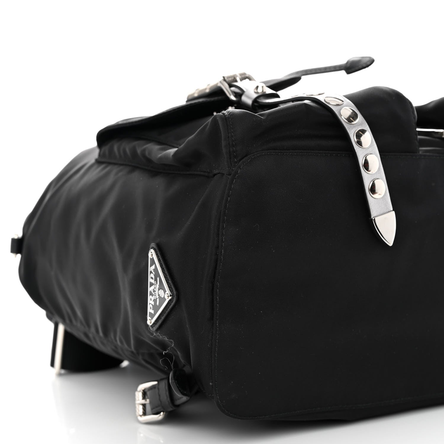 Prada Nylon New Vela Studded Backpack Black Cromo 8 of 9