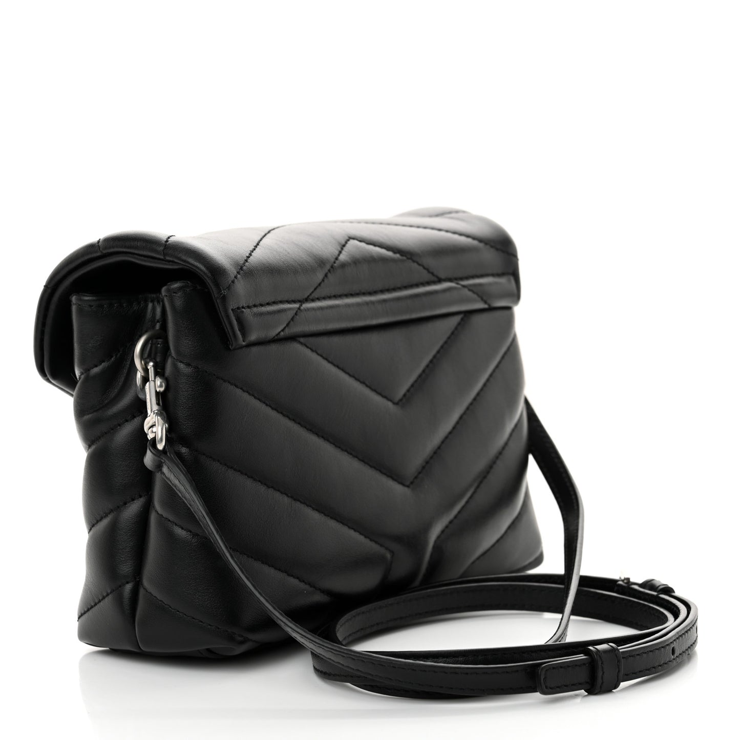 Calfskin Y Quilted Monogram Toy Loulou Crossbody Bag Black