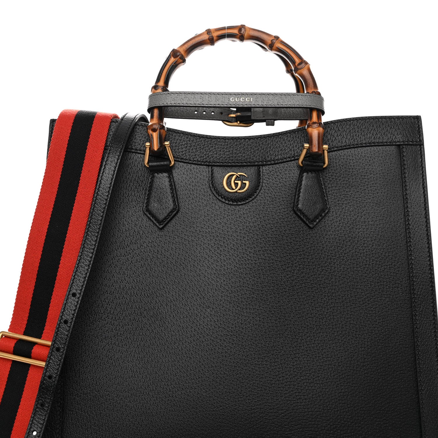 Gucci Wonka Grain Calfskin Large Diana Tote Bag Black 7 of 9