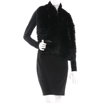 Chanel Orylag Rabbit Fur CC Scarf Black 2 of 5