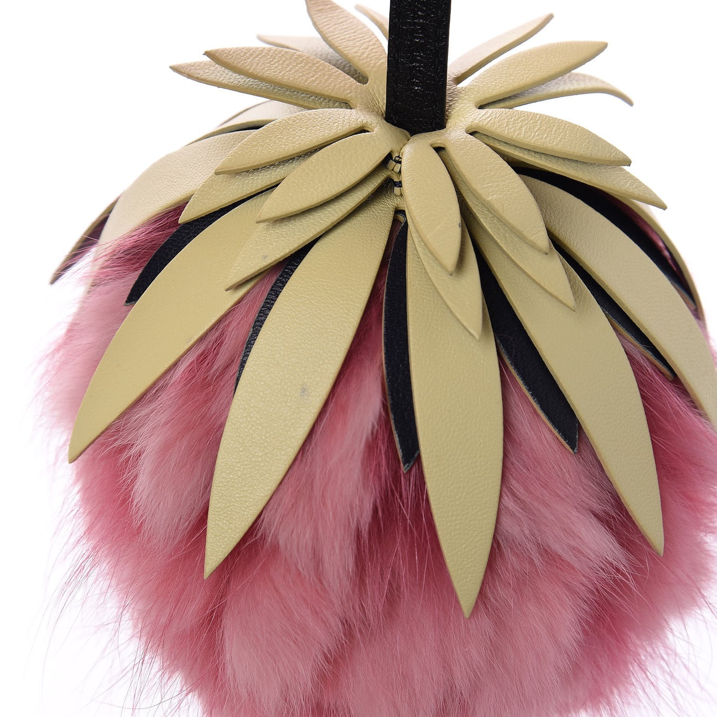 Fox Rabbit Fur Nappa Pineapple Bag Charm Rosa Scuro Banana Multicolor