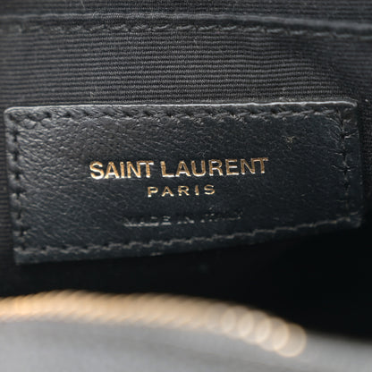 Saint Laurent Grain De Poudre Matelasse Chevron Quilted Round Vinyle Camera Bag Black 6 of 11
