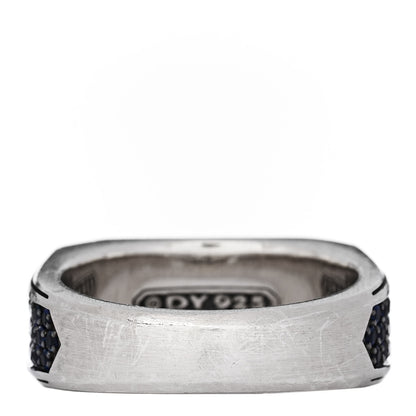 David Yurman Sterling Silver Blue Sapphire Roman Signet Ring 63 10.25 3 of 5