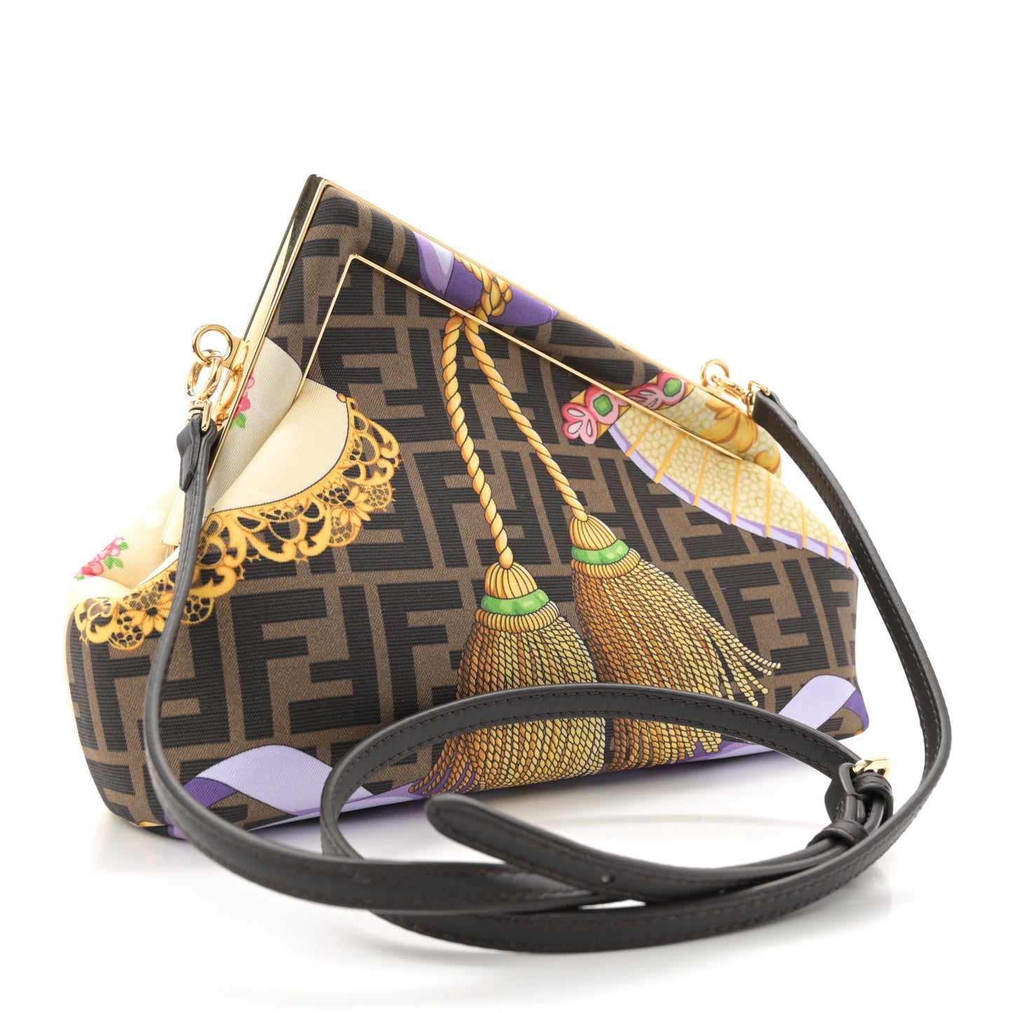 X VERSACE Silk Fendace FF Fans Small Fendi First Tobacco Moro Black Multicolor