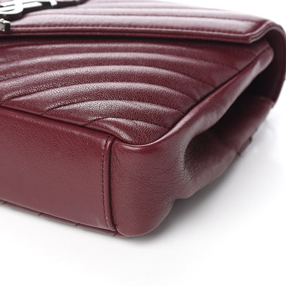 Saint Laurent Sheepskin Matelasse Chevron Monogram Medium College Bag Rouge Legion 7 of 8