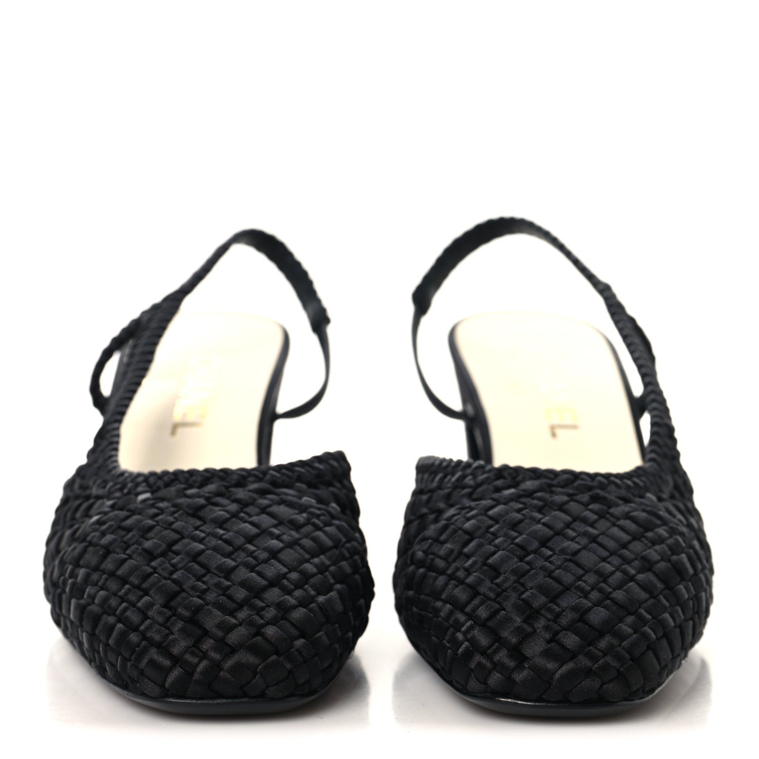 Chanel Satin Braided Slingback Flats 39.5 Black 3 of 9