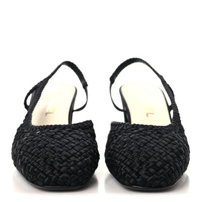 Chanel Satin Braided Slingback Flats 39.5 Black 3 of 9