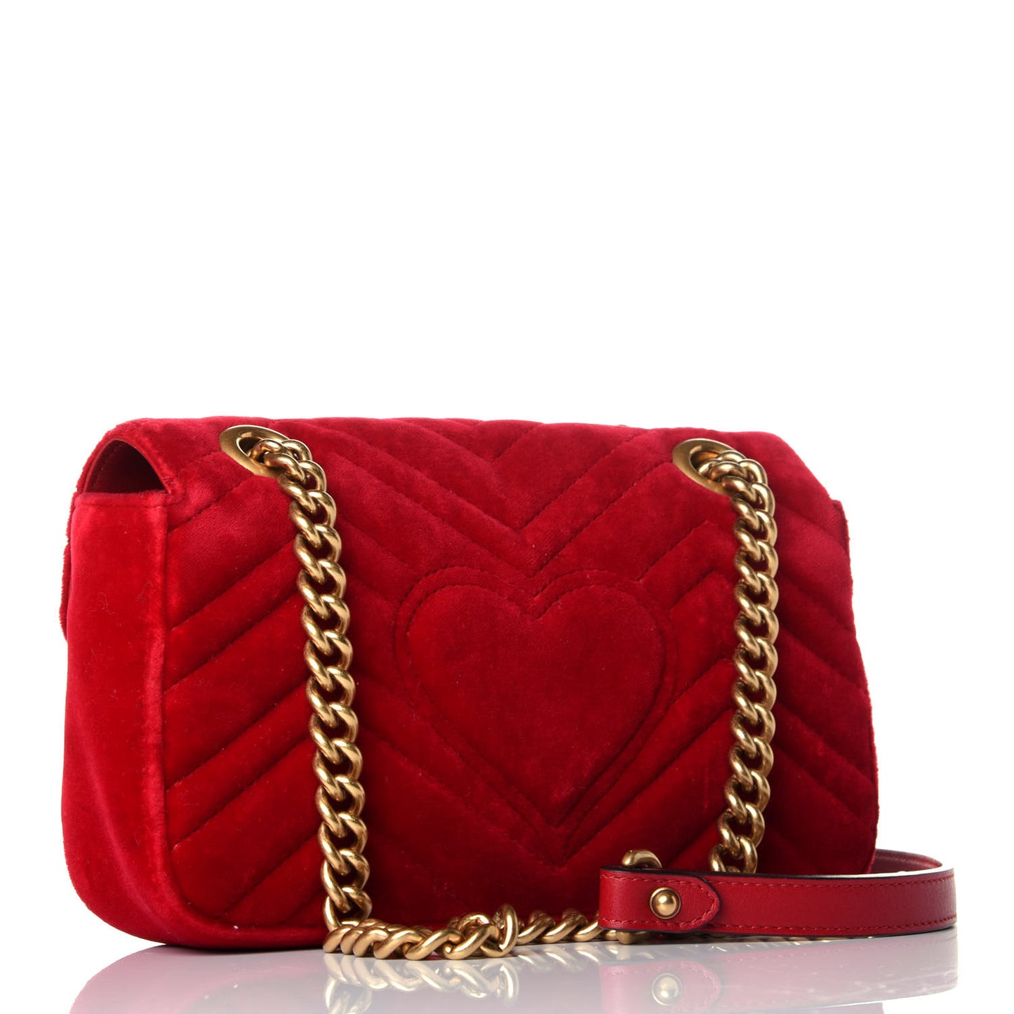 Velvet Matelasse Mini GG Marmont Shoulder Bag Hibiscus Red